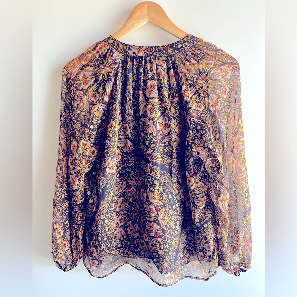 Johnny Was Jade Riley Silk Peasant Blouse S - Picture 12 of 16